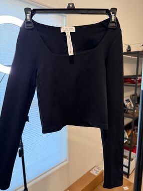 Altered State Black Long Sleeve Square Neck Crop Top